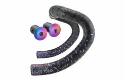 SUPACAZ Ruban De Guidon Super Sticky Kush Star Fade Oil Slick - Bouchons Oil Slick